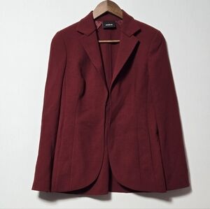 Akris Burgundy Wool Blazer Hook Closure Size 6